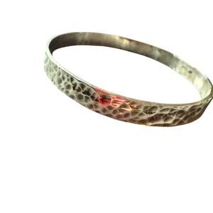 925 Sterling Silver Hammered Bangle Bracelet